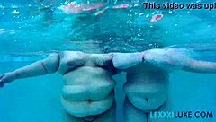Busty BBW Lexxxi Luxe and Friend Dive Underwater for Pool Tit Play!