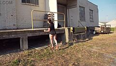 Completely Bottomless Big Ass Milf Flashes Walking Public Docks