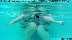 Busty BBW Lexxxi Luxe and Friend Dive Underwater for Pool Tit Play!