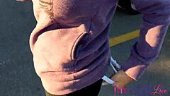 Immeganlive Rips Wedgie Panties Exposing Big Tits Ass in Public