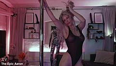 check out ellidollx's epic striptease, blonde milf housewife slut rips clothes off her narrow ass