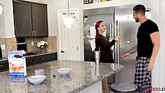 stepdad pounds daughter's perky tits and drips honey from her tight young pussy 😈💦