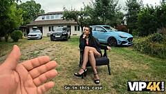 wow babe with pierced nipples and tattoos takes monster cock deep in forest!