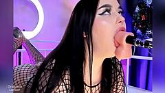 the young fishnet tease swallows deep on bed