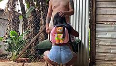 pretinha novinha sucks my cock then gives up her tight ass without wife seeing