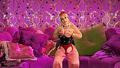 granny jeannie rides dildo to magical squirting orgasm in lingerie cosplay