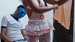 the 22 year old guy stares as this horny latina milf dances like a total whore