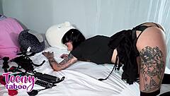 tattooed aurora anarchy bends over for stepdad's cock clit lick creampie doggystyle pov