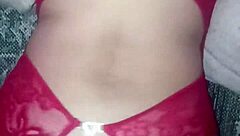 Red lingerie swingers group covered in hot cum loads from prostitute party 😏🥛