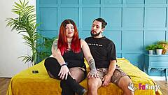 hot bbw redhead leia bangs her boyfriend rough after introducing him!