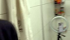 Skinny Oiled Brazilian Milf Teacher Fucks Wild in Wet Bath