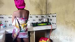 hey, pounding my skinny maid's ass in kitchen while wife shops around