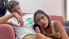 Watch me teach my little stepsis phone games while feeling my huge cock