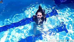 Petite latina Jessica Bunny's wet tits tease underwater pool