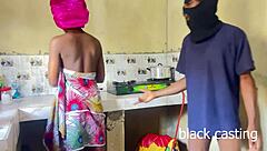 hey, pounding my skinny maid's ass in kitchen while wife shops around