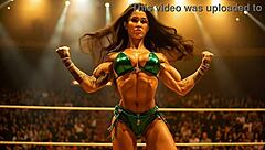 amazon wrestler shows off her flexing muscles bikini posing like a tall muscular fitness model