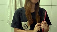 Skinny Oiled Brazilian Milf Teacher Fucks Wild in Wet Bath