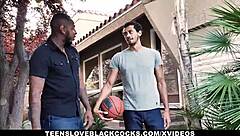 Skinny blonde teen Karla Kush takes two black monster cocks doggystyle