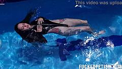 Petite latina Jessica Bunny's wet tits tease underwater pool