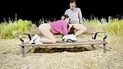 dude this skinny teen sneaks out to fuck her neighbor's huge cock on the dark street