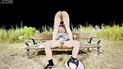 dude this skinny teen sneaks out to fuck her neighbor's huge cock on the dark street