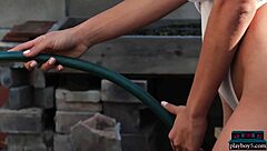 deisy leon strips outdoor ripping clothes off her perfect petite latina body