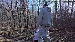 We fucked outdoors with a drone spying on my big tits bouncing