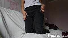 Lonely teen strips slowly teasing her body on webcam for fun