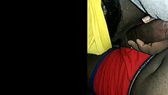 ebony babe delivers sloppy deepthroat blowjob with cum gagging