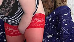 Curvy milf masturbates in toilet on webcam