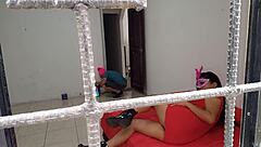 next-door latina milf bends over begging neighbor to fuck her deep in the juicy vagina while waiting for her study buddy