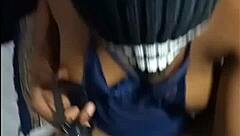 Beautiful black teen 18+ ebony deepthroats licks spits sloppy on cock amateur homemade