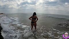 im this curvy spanish milf with big tits getting fucked hard on public beach you watch