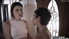 Curvy big tits BBW milf seduces neighbor's young teen for hairy lesbian tribbing fun