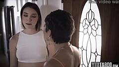 Curvy big tits BBW milf seduces neighbor's young teen for hairy lesbian tribbing fun