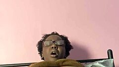 man, this solo ebony babe is so horny she can't stop rubbing her wet pussy