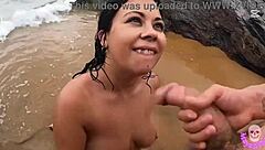 im this curvy spanish milf with big tits getting fucked hard on public beach you watch