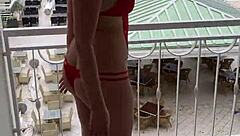 Lisa Tattoo Wife Flashes Lingerie Balcony