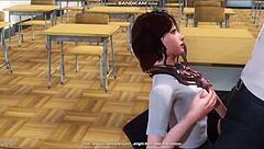 Brunette Student Secretly Sucks Teacher Cock During Classroom Game?