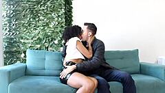 Muscular fireman licking tight wet pussy on sofa first time?