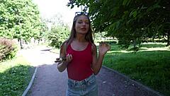 i couldn't resist after park flashing led to hot fucking session with cute blonde's big natural tits and wet pussy