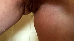 He Adores Fingering My Hairy Pussy in Steamy Shower Bliss!