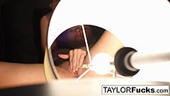 taylor vixen spreads brunette pussy wide in hotel solo tit tease masturbation