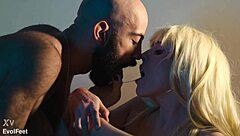 blonde latina goddess chokes slave deepthroat licks feet toes