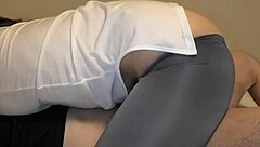 japanese housewife straddles lover kissing intimately in tight cowgirl sex