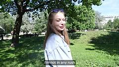 i couldn't resist after park flashing led to hot fucking session with cute blonde's big natural tits and wet pussy