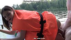 three men boat pickup girl creampie group sex cash