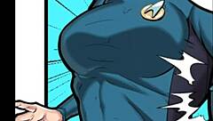 Whoa, check out this female bodybuilder's muscles bulging in sexy comic growth! 💪🔥😍