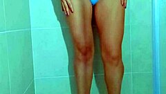 Brazilian College Beauty's Thong Tease Drips in Shower