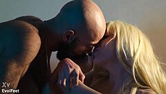 blonde latina goddess chokes slave deepthroat licks feet toes